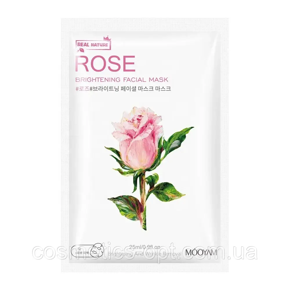 ПРИМ’ЯТЕ ПАКУВАННЯ! Натуральна пом'якшувальна маска з трояндою MOOYAM Facial Mask, 25 ml