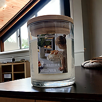 Натуральная парфюмированная свеча ручной работы из соевого воска в стеклянном стакане "Домашняя выпечка"