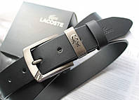 Стильный кожаный мужской ремень Lacoste black
