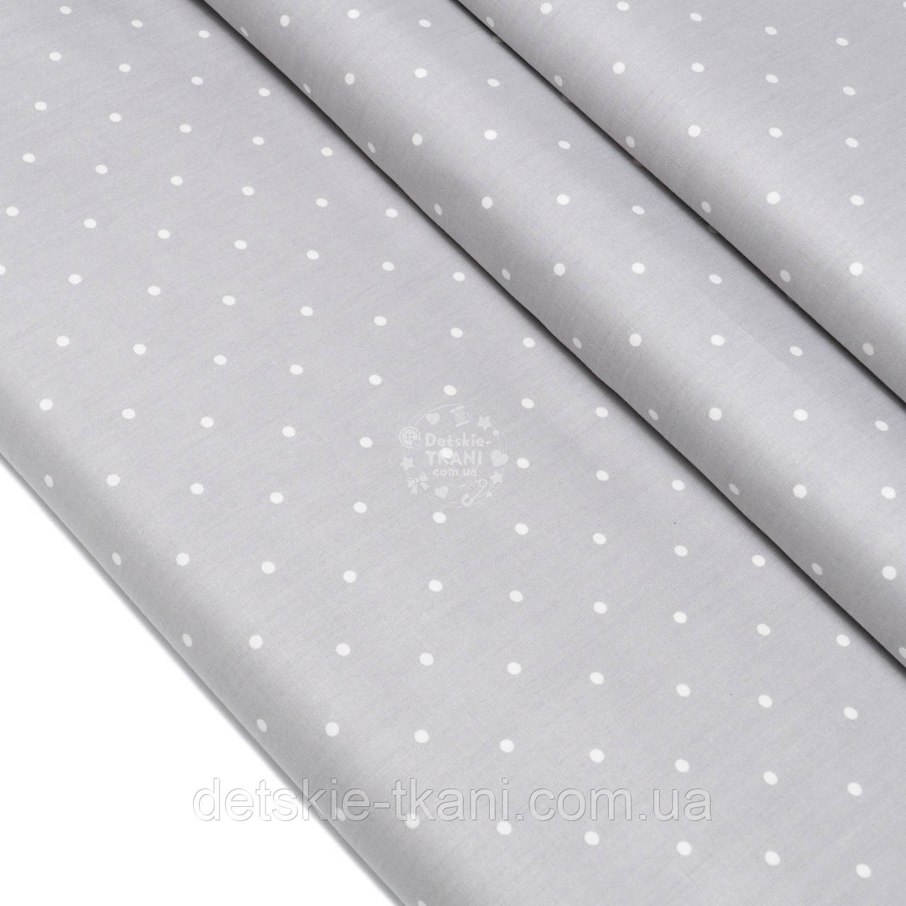 Сатин "Рідкий горошок 4 мм на сірому тлі", №4836с, фото 1