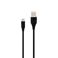 USB кабель для заряджання та передачі даних MicroUSB 3,1A 1м чорний WALKER