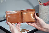 Жіночий шкіряний гаманець світло-коричневий з тисненням Пташки, фото 4