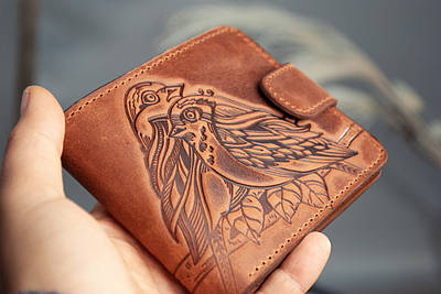 Сови, пташки | Маленькі Гаманці жіночі шкіряні