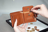 Жіночий шкіряний гаманець світло-коричневий з тисненням Пташки, фото 5