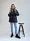 Осіння тепла жіноча куртка оверсайз 42-46 стильна модна куртка на блискавці з капюшоном синтепон 250, фото 3