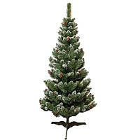 Искуственная новогодняя елка из ПВХ пленки с белым напылением и шишками 1.9 м