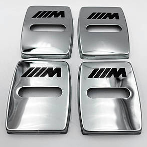 Накладка на дверний замок з емблемою BMW M-performance (БМВ) Комплект 4 шт Хром, фото 1