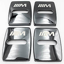 Накладка на дверний замок з емблемою BMW M-performance (БМВ) Комплект 4 шт Чорний, фото 6