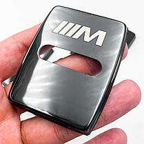 Накладка на дверний замок з емблемою BMW M-performance (БМВ) Комплект 4 шт Чорний, фото 4