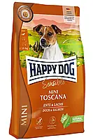 Сухой корм Happy Dog Sensible Mini Toscana для собак мелких пород с уткой и лососем, 4 кг