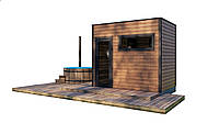 Mobile sauna 3.1x2.1m Gartensauna-8 Thermowood Production turnkey from the manufacturer