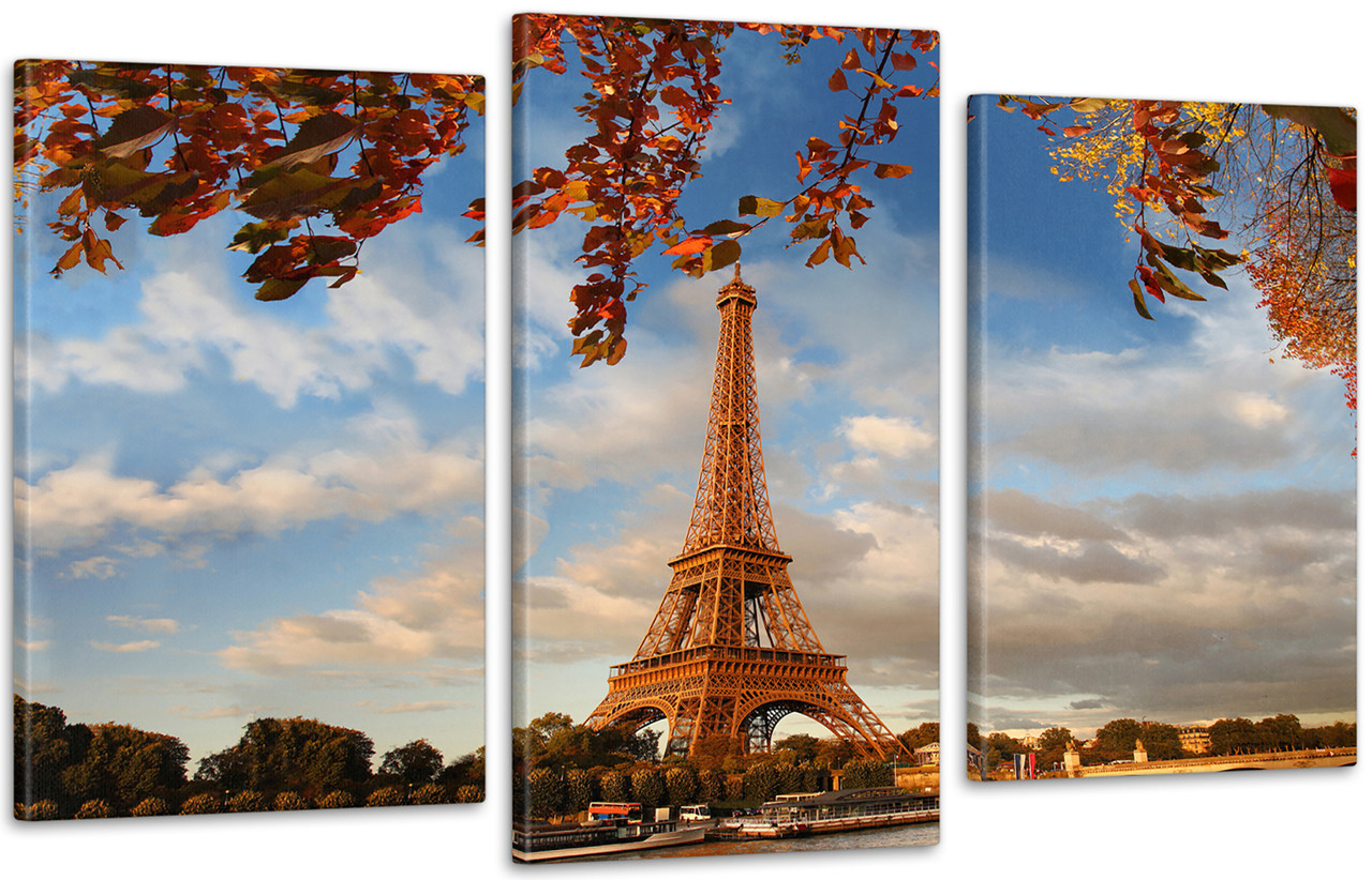 Модульна картина Осінь Париж Art-14_3 з лаковим покриттям