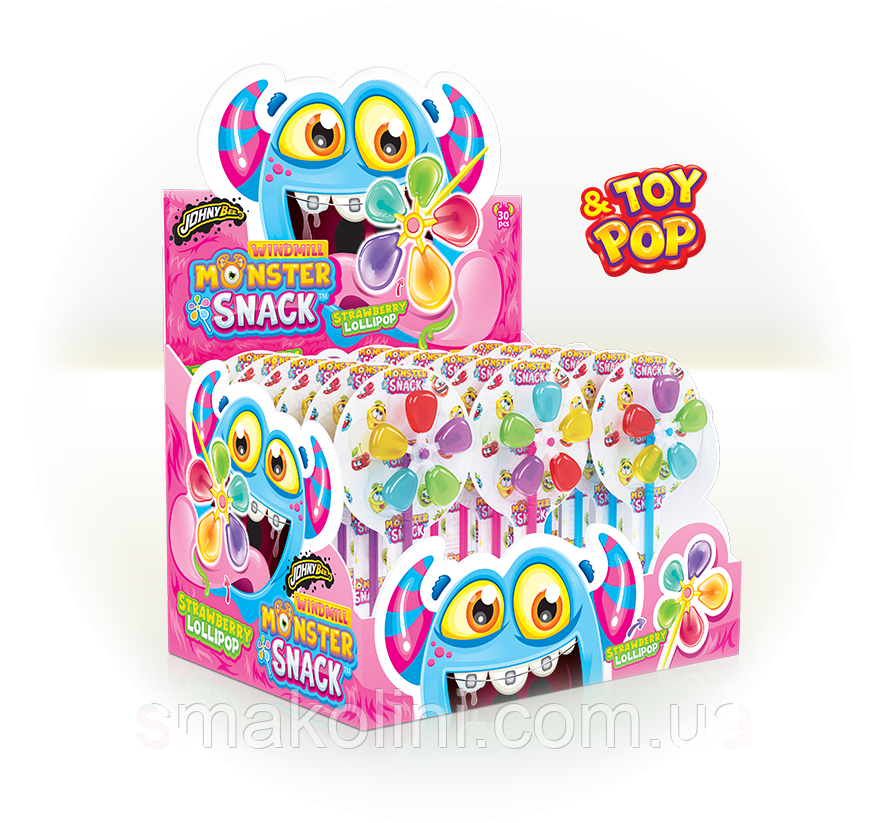 Цукерка JOHNY BEE ® Monster Snack Windmill 30шт/дисп, фото 1