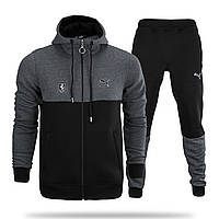 Спортивный костюм зима антрацит/черный PUMA FERRARI с капюшоном К-410 ANTR/BLK L(Р) 24-671-003