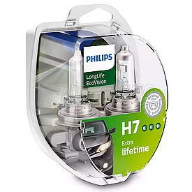 Галогенні лампи в фару авто Н7 12 V 55 W PHILIPS LongLife EcoVision 2 штуки