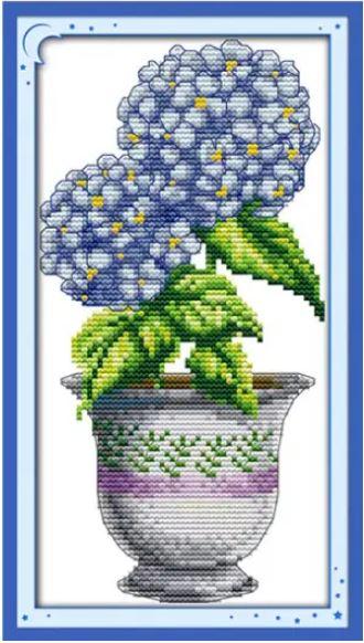 Набір для вишивання хрестиком по нанесеному на канву схемі "Violet bonsai (2)". AIDA 14CT printed, 15*27 см