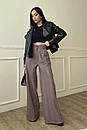 Широкі жіночі теплі брюки палаццо Фіва коричневі 40 42 44 46 48 50 52 розміри, фото 2