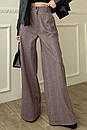 Широкі жіночі теплі брюки палаццо Фіва коричневі 40 42 44 46 48 50 52 розміри, фото 3