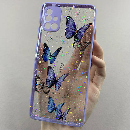 Чохол для Samsung Galaxy A51 чохол з метеликами із захистом камери на телефон самсунг а51 бузковий a0i, фото 1