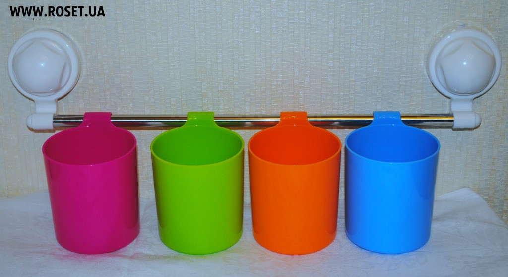 Горизонтальний органайзер для ванної кімнати Cup Rack With Suction Cup, фото 1