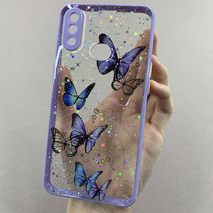 Чохол для Samsung Galaxy A10s чохол з метеликами із захистом камери на телефон самсунг а10с бузковий a0i, фото 1