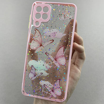 Чохол для Samsung Galaxy A22 чохол з метеликами із захистом камери на телефон самсунг а22 рожевий a0i, фото 1