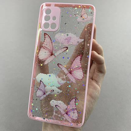 Чохол для Samsung Galaxy A51 чохол з метеликами із захистом камери на телефон самсунг а51 рожевий a0i, фото 1