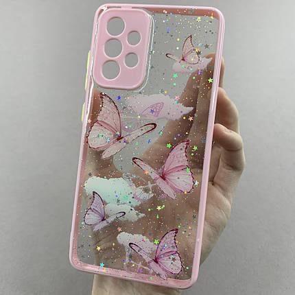 Чохол для Samsung Galaxy A52 чохол з метеликами із захистом камери на телефон самсунг а52 рожевий a0i, фото 1