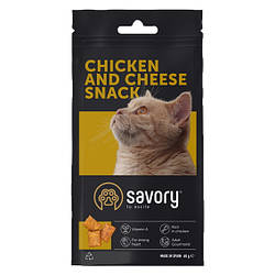 Savory (Сейворі) Snack Chicken and Cheese - Ласощі для заохочення кішок, з куркою та сиром 60 гр
