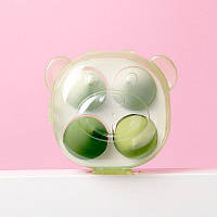 Спонж яйцо для макияжа набор 4 шт в коробке медвежонок Зелёный