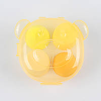 Спонж яйцо для макияжа набор 4 шт в коробке медвежонок Желтый