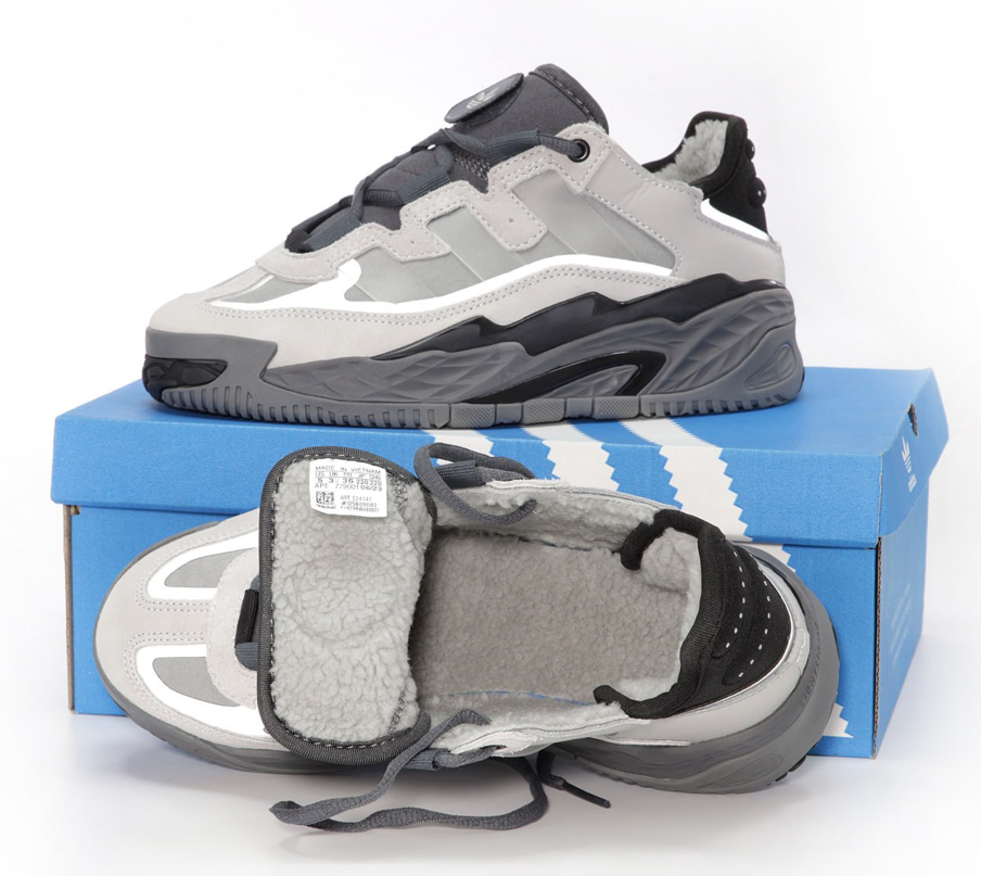 Зимові кросівки чоловічі жіночі Adidas Niteball Winter gray з хутром Адидас Найтбол утеплені сірі