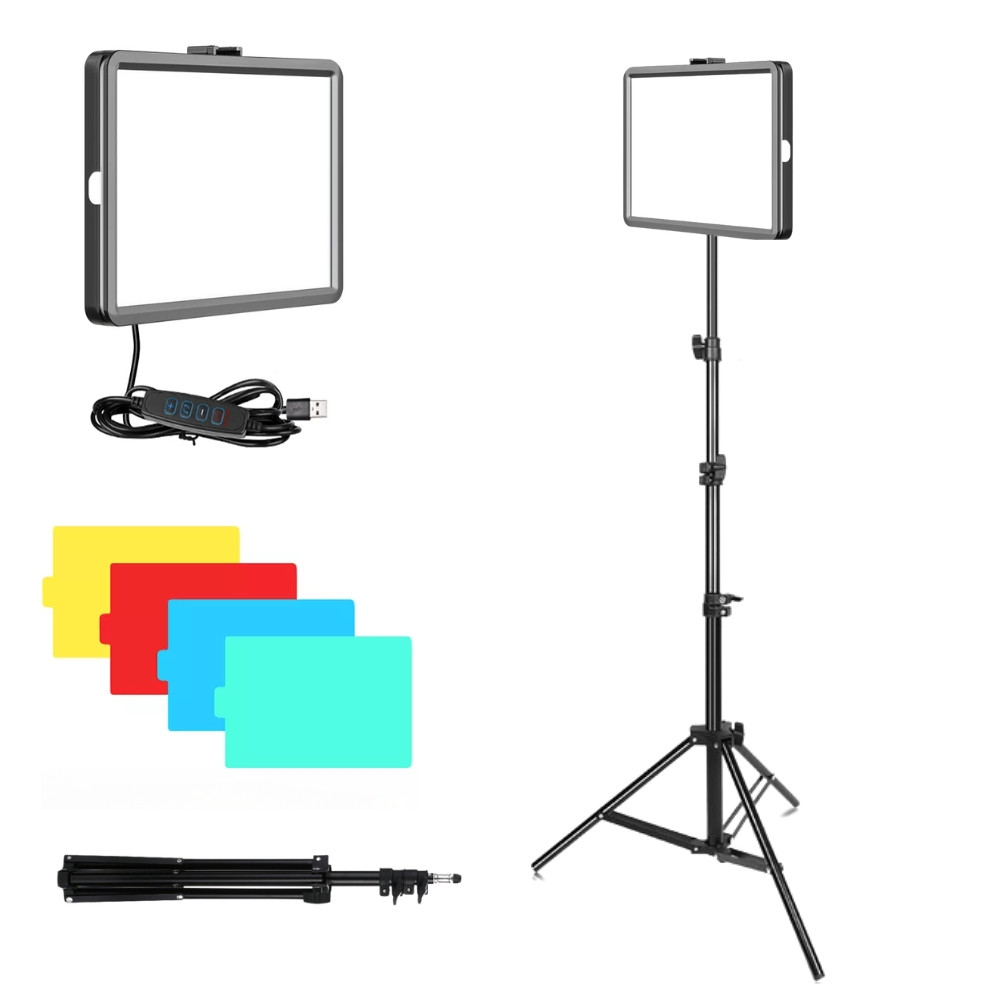 Світлодіодна лампа прямокутна 15х10см Square Fill Light зі штативом 2м з кольоровими фільтрами для фото відео, фото 1
