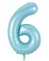 Фольгированный воздушный шар Balun цифра 6 голубая, 30" 76 см