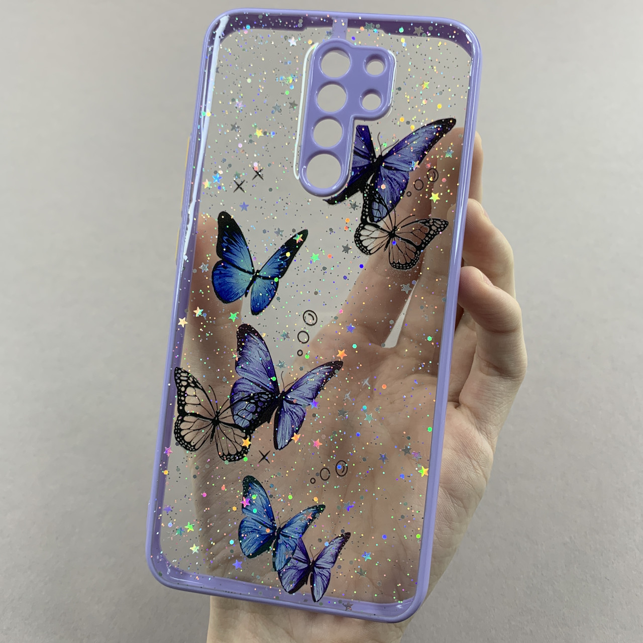 Чохол для Xiaomi Redmi 9 чохол з метеликами із захистом камери на телефон сяомі редмі 9 бузковий a0i