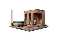 Sauna 3.6x2.3 finishing thermo rail Gartensauna-10 Thermowood Production turnkey from the manufacturer