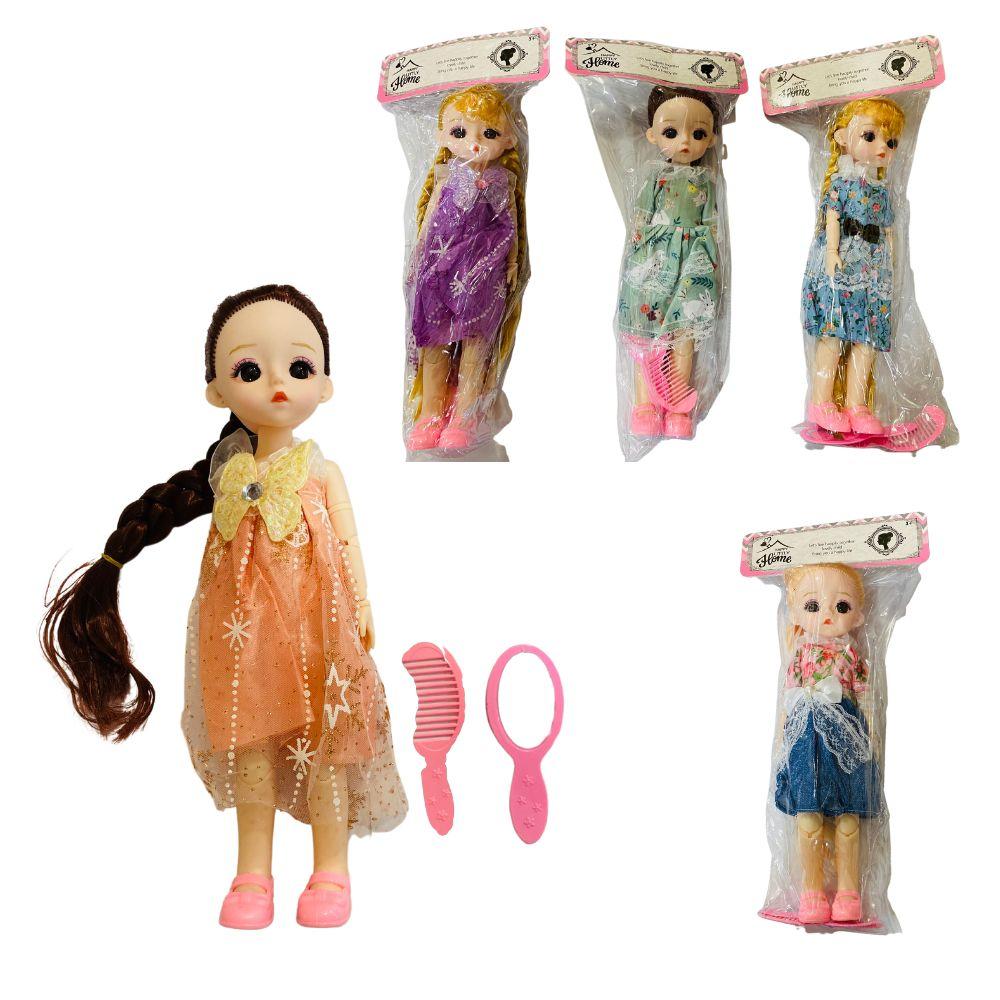 228956-7 Лялька 28 см, у платті, гребінець, дзеркальце, у пакеті, фото 1