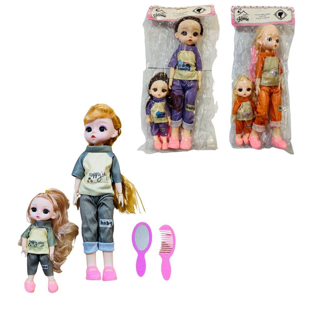 8956 D Лялька з донечкою, 28 і 15 см, дзеркальце, гребінець, у пакеті, фото 1