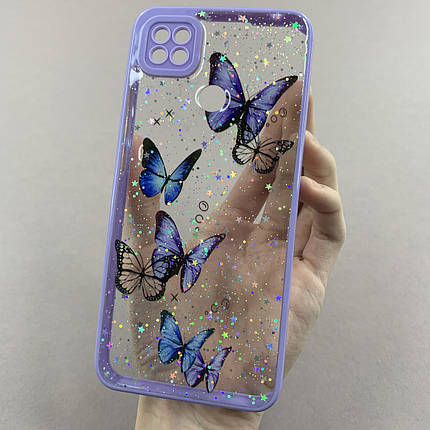 Чохол для Xiaomi Redmi 9C чохол з метеликами із захистом камери на телефон сяомі редмі 9с бузковий a0i, фото 1