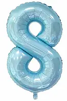 Фольгированный воздушный шар Balun цифра 8 голубая, 30" 76 см