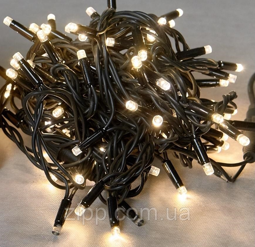 Гірлянда 200 LED Теплий білий Чорний провід