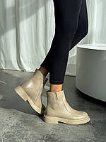 Теплые бежевые женские кожаные ботинки размеры 36-41