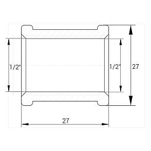 Муфта латунна 1/2 ⁇ ВР х 1/2 ⁇ ВР штампована укорочена А0305А, фото 3