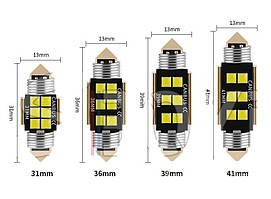 Світлодіод 12V Т11 31mm Білий SMD 6-3030 Canbus 1W №126