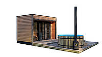 Modular sauna 3.0x2.3m with panoramic window Gartensauna-18 from Thermowood Production turnkey