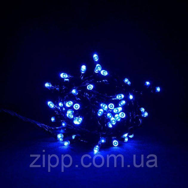 Гірлянда 100 LED Синій Чорний провід