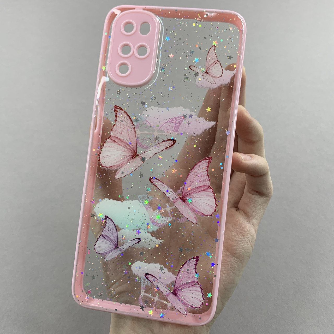 Чохол для Motorola G22 чохол з метеликами із захистом камери на телефон моторола г22 рожевий a0i