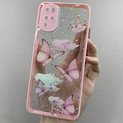 Чохол для Motorola G22 чохол з метеликами із захистом камери на телефон моторола г22 рожевий a0i, фото 1