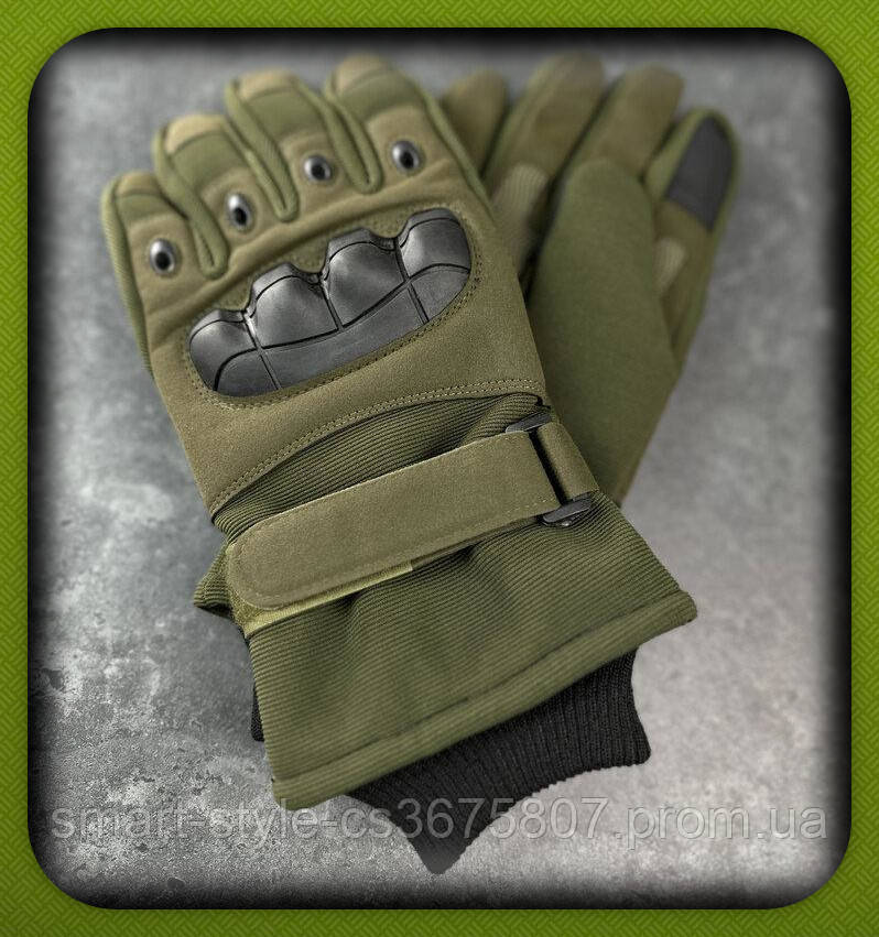 Зимние тактические полнопалые перчатки Олива Тактические перчатки для ВСУ - фото 1 - id-p2004140622