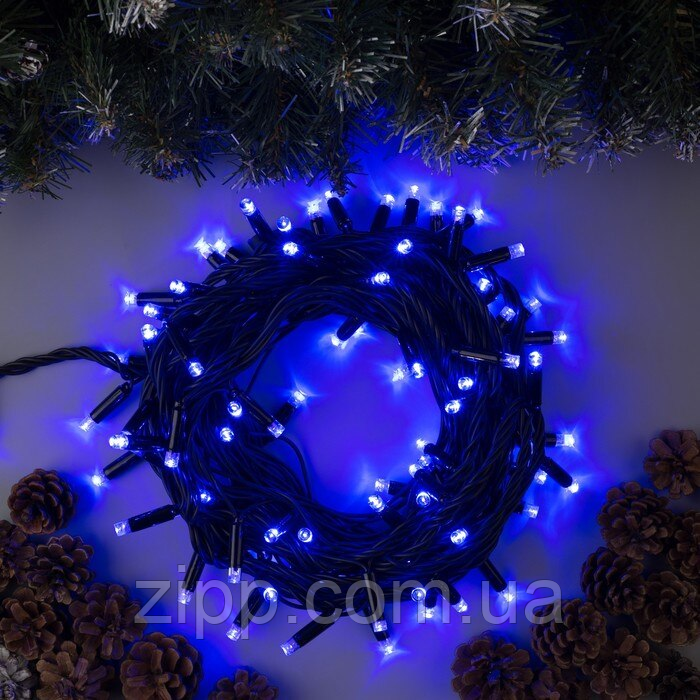 Гірлянда 500 LED Синій Чорний провід